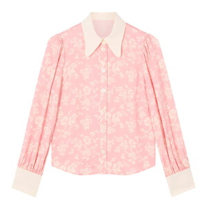 L.K. Bennett Sonya Pink Ivory Floral Print Blouse